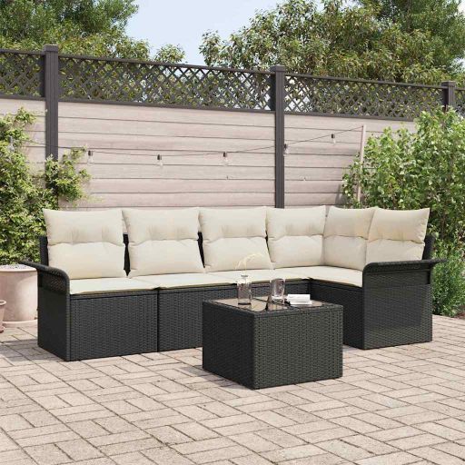 Gartensofa-set mit Speicher 5 pcs Schwarz Poly-Rattan