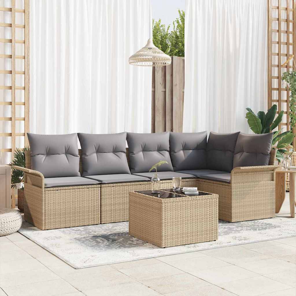 Gartensofa-set mit Speicher 5 pcs Schwarz Poly-Rattan