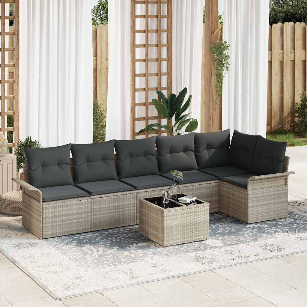 Garten-Sofa-Set mit Kissen 6 pcs Schwarz Poly Rattan