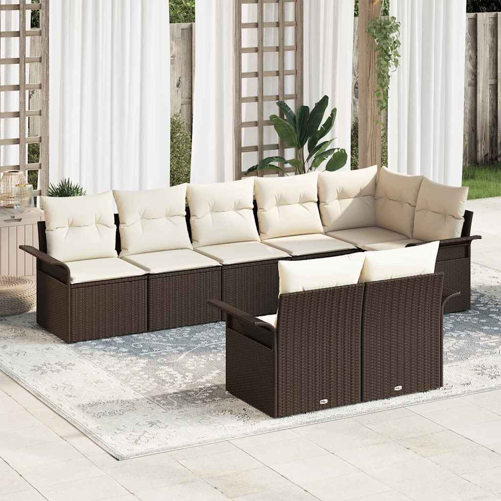 Gartensofa-set mit Speicher 8 pcs Schwarz Poly-Rattan