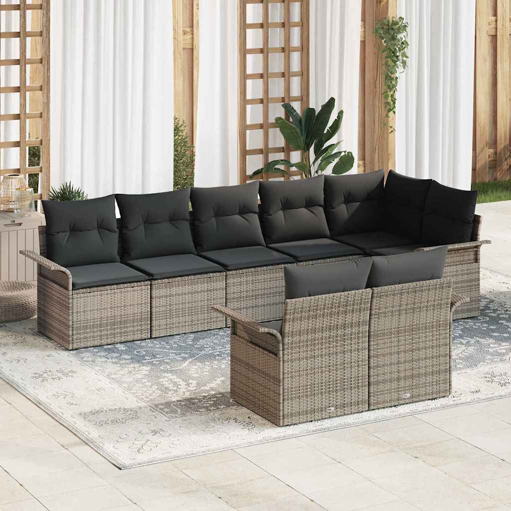 Gartensofa-set mit Speicher 8 pcs Schwarz Poly-Rattan