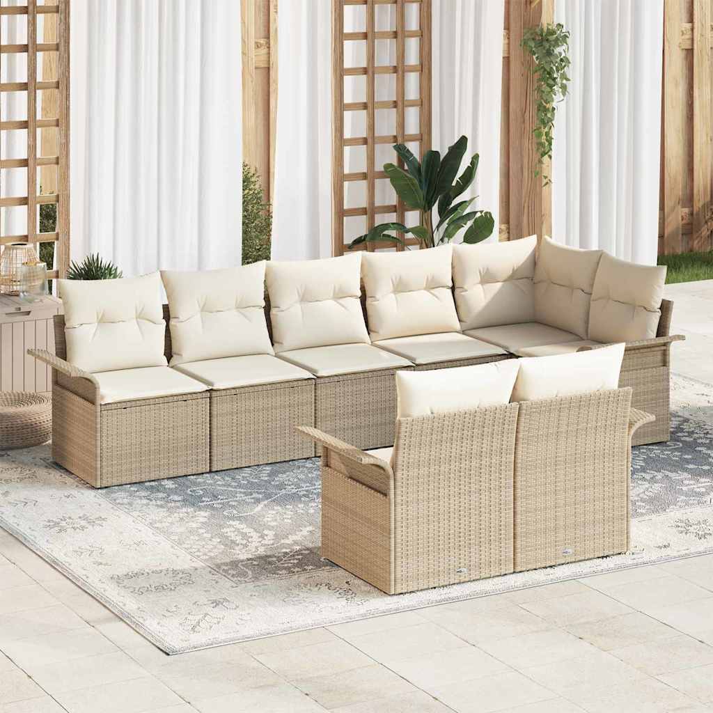 Gartensofa-set mit Speicher 8 pcs Schwarz Poly-Rattan