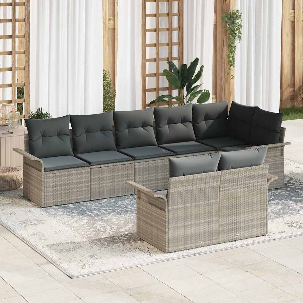 Gartensofa-set mit Speicher 8 pcs Schwarz Poly-Rattan