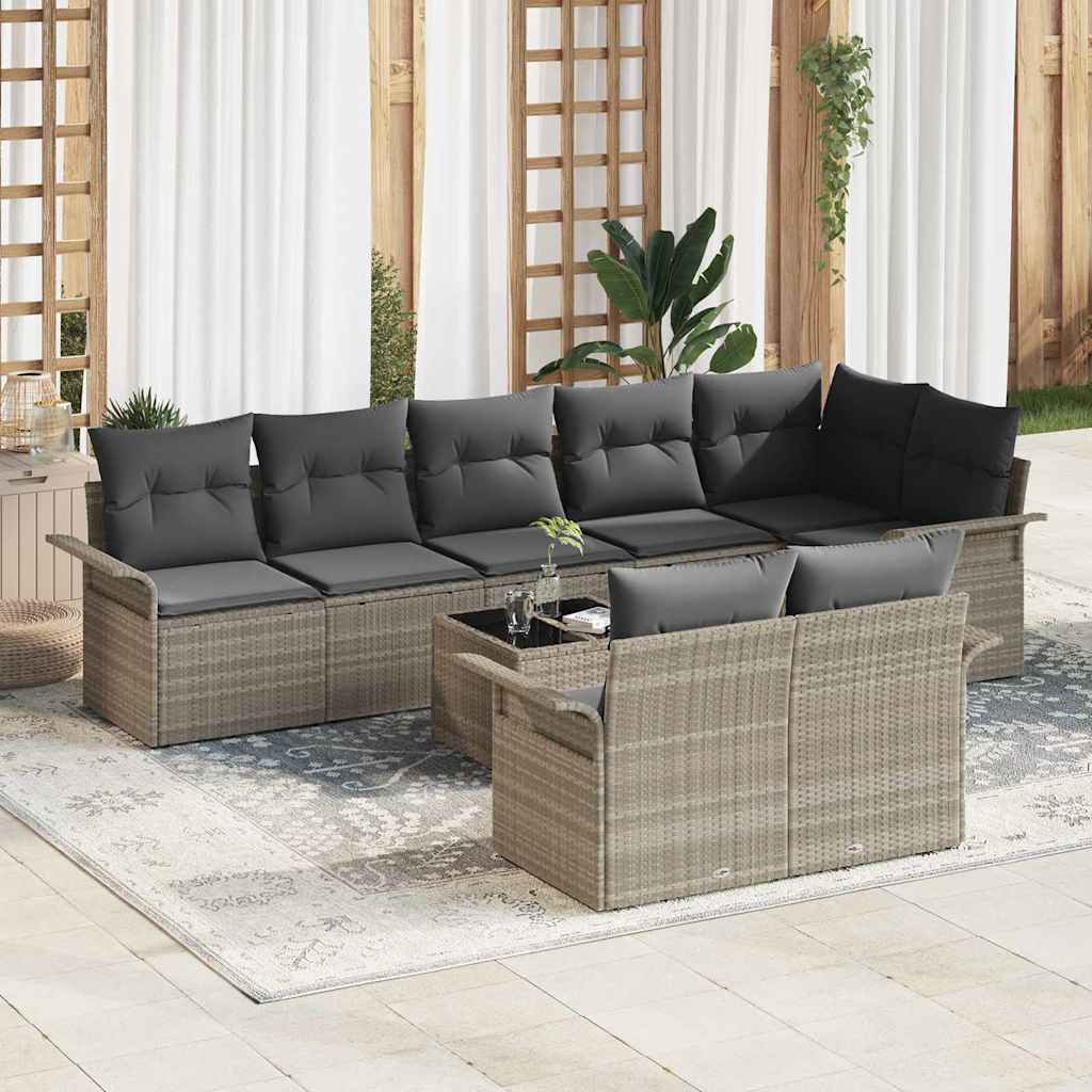 Gartensofa-set mit Speicher 8 pcs Schwarz Poly-Rattan