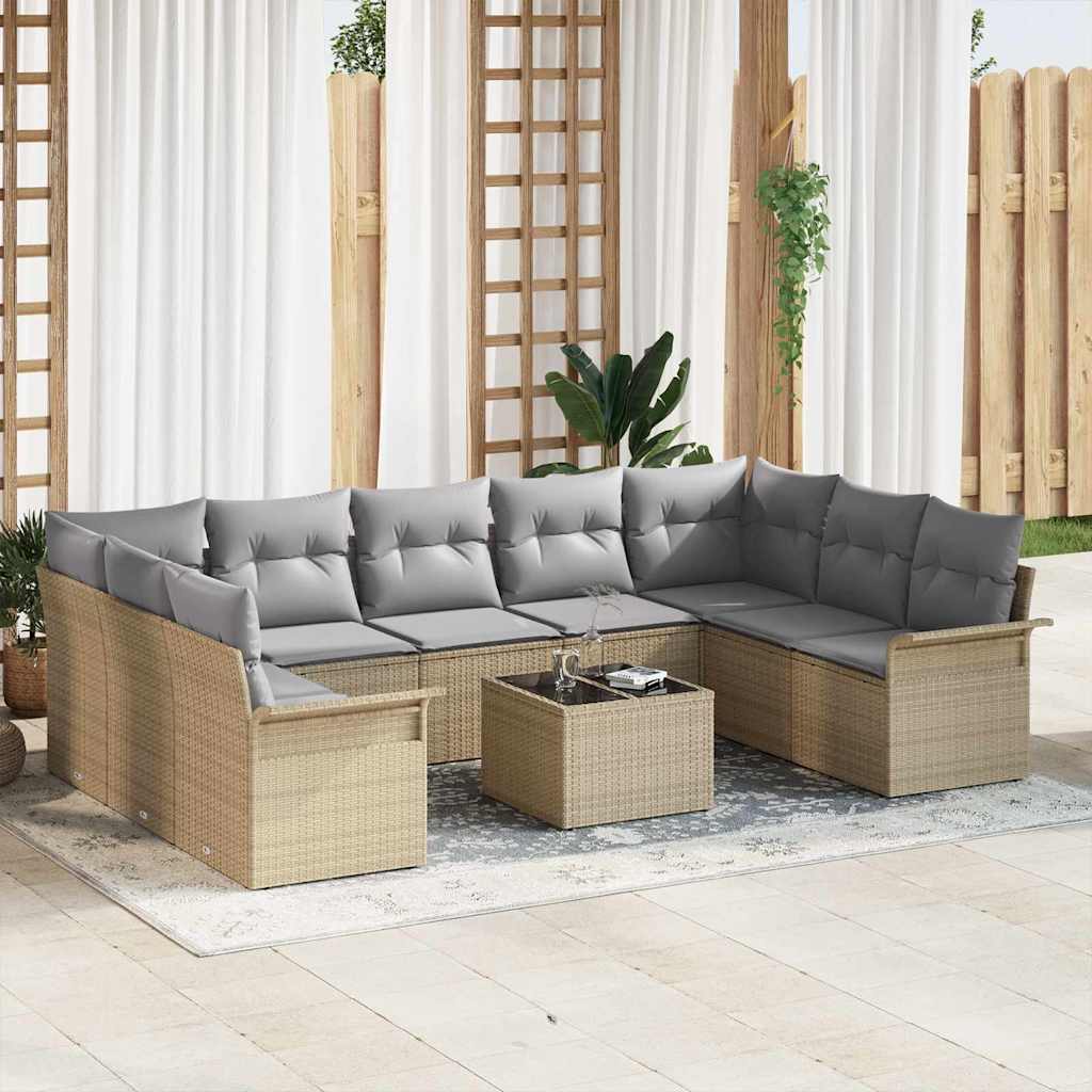 Gartensofa-set mit Speicher 9 pcs Schwarz Poly-Rattan