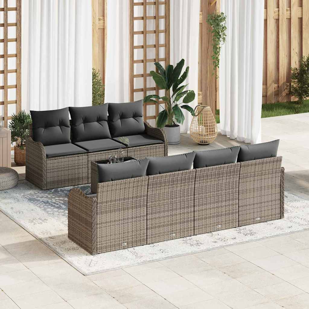 Gartensofa-set mit Kissen mit Speicher 8 pcs Schwarz und Creme