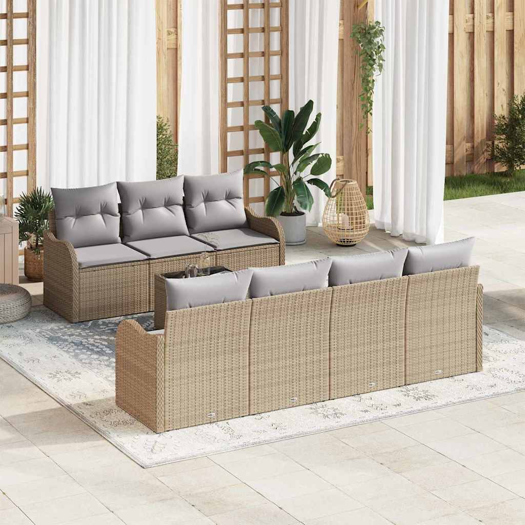 Gartensofa-set mit Kissen mit Speicher 8 pcs Schwarz und Creme