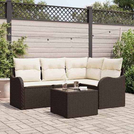 Gartensofa-set mit Speicher 4 pcs Schwarz Poly-Rattan