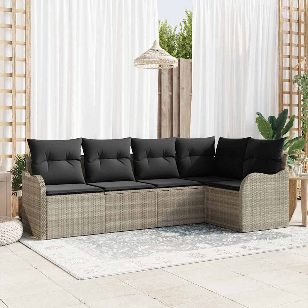 Gartensofa-set mit Speicher 5 pcs Schwarz Poly-Rattan