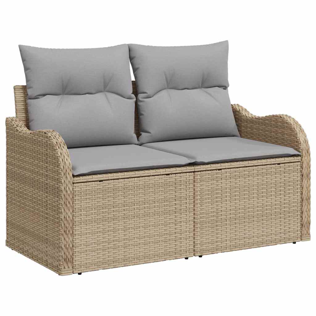 Gartensofa-set mit Speicher 10 pcs Schwarz und Weiß Poly-Rattan