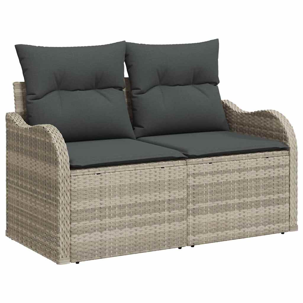 Gartensofa-set mit Speicher 10 pcs Schwarz und Weiß Poly-Rattan