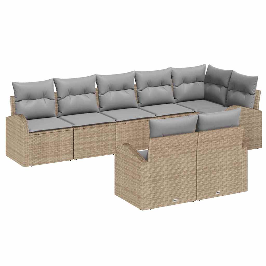 Gartensofa-set mit Kissen 8 pcs Schwarz und Weiß Poly-Rattan