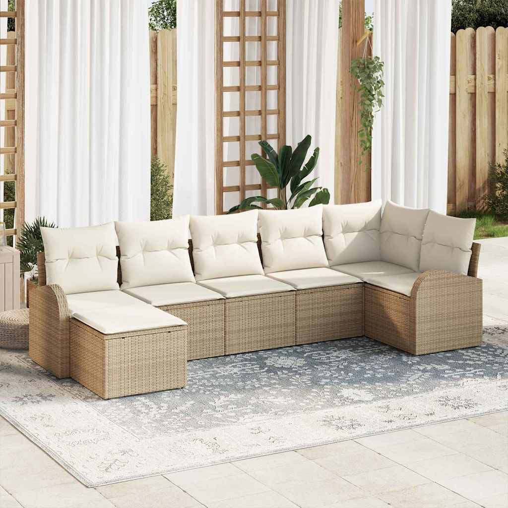 Garten-Sofa-Set 7 pcs Schwarz Poly Rattan