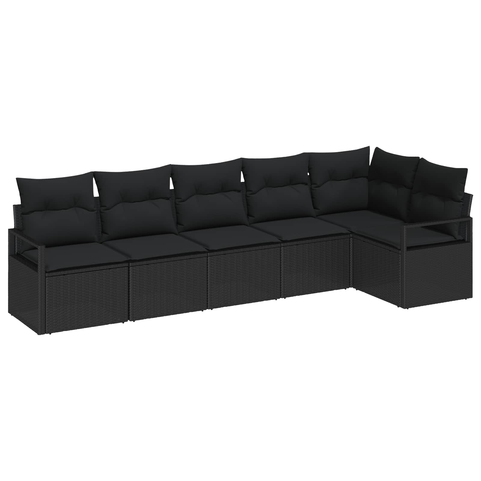 Sofa Set mit Kissen 6 pcs Schwarz und Creme Poly-Rattan