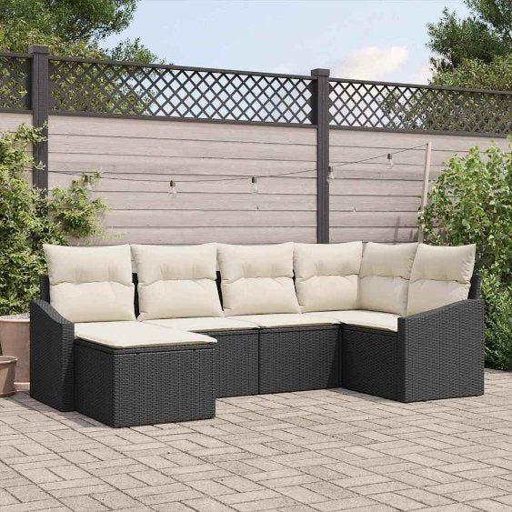 Garten Essgruppe mit Kissen 6 pcs Schwarz und Creme