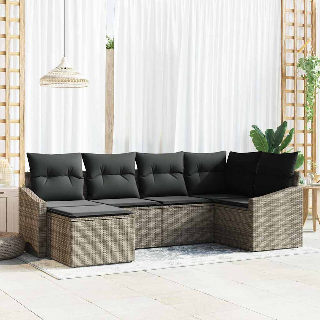 Garten Essgruppe mit Kissen 6 pcs Schwarz und Creme