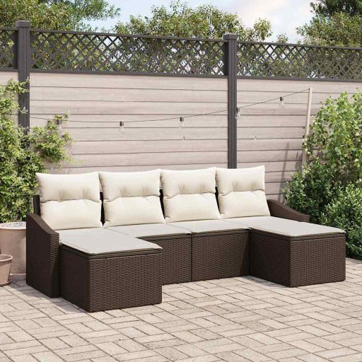 Garten Essgruppe mit Kissen 6 pcs Schwarz und Creme