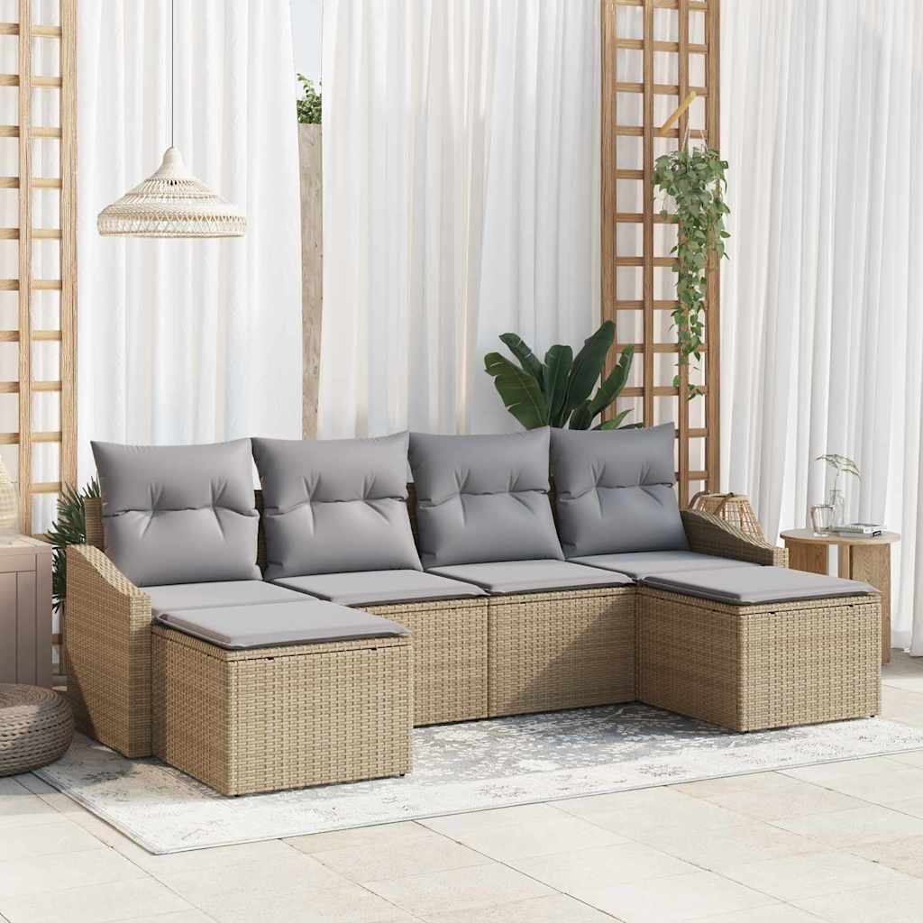 Garten Essgruppe mit Kissen 6 pcs Schwarz und Creme