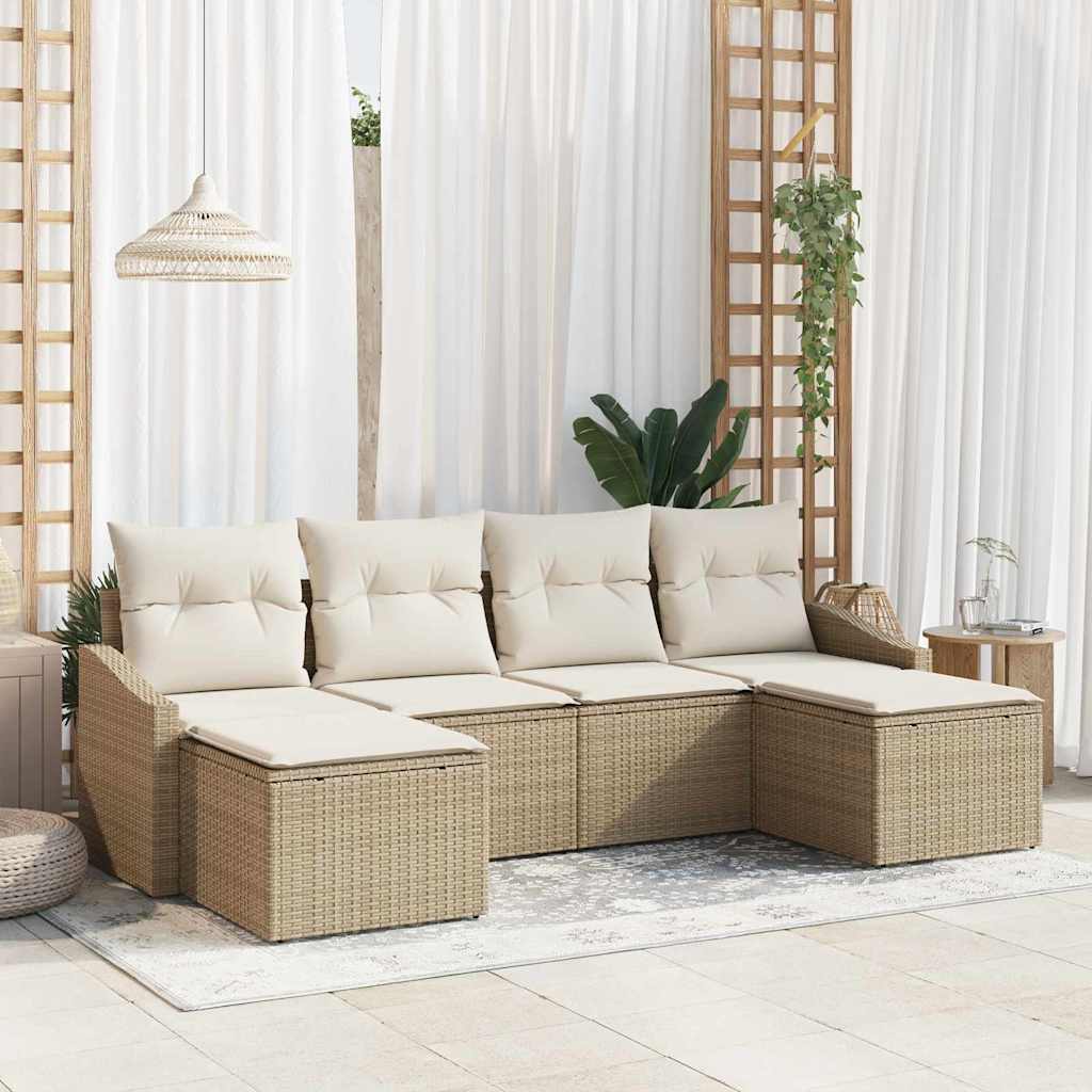 Garten Essgruppe mit Kissen 6 pcs Schwarz und Creme