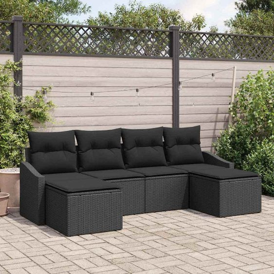Garten Essgruppe mit Kissen 6 pcs Schwarz und Creme
