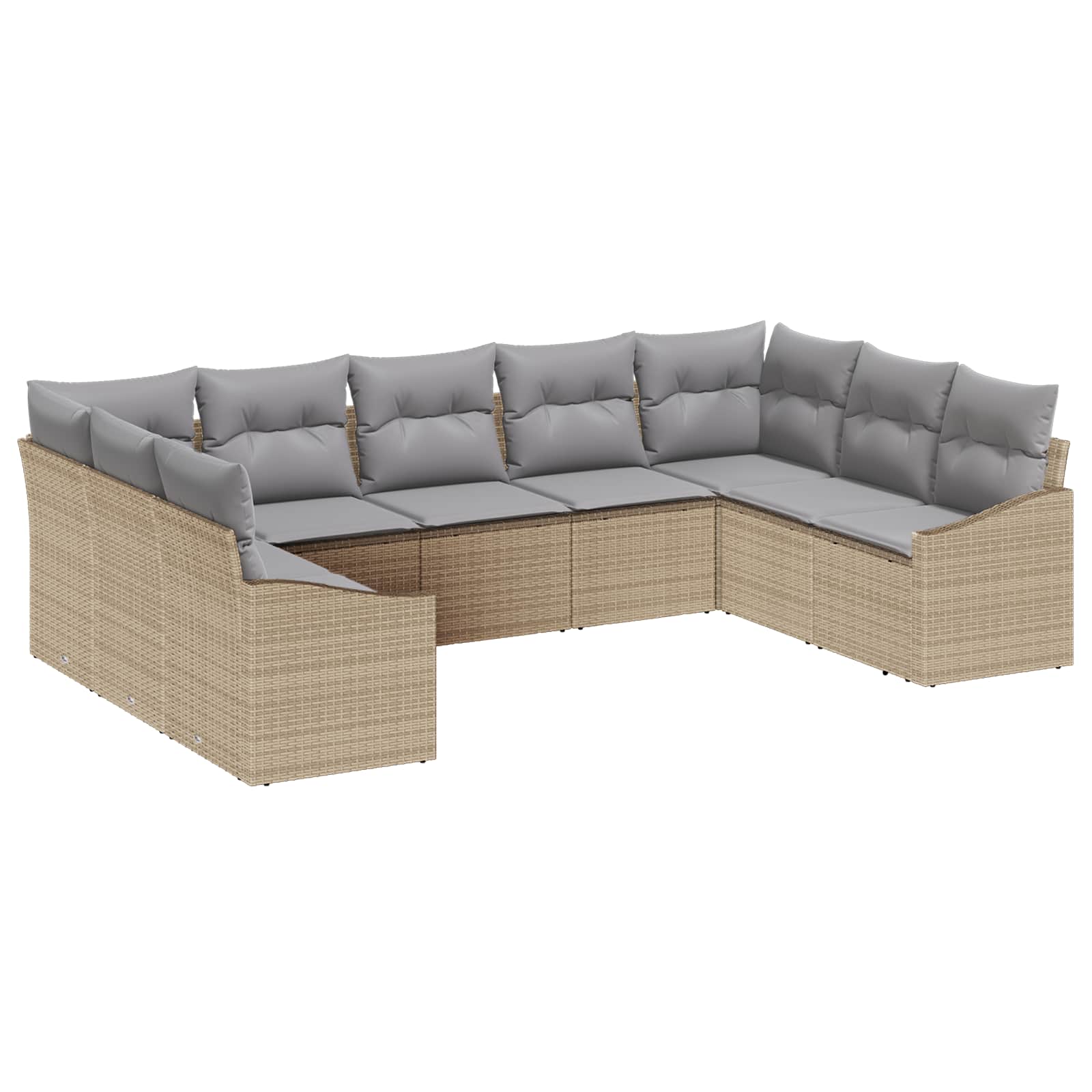 Gartensofa-set mit Speicher 9 pcs Schwarz und Creme Poly-Rattan