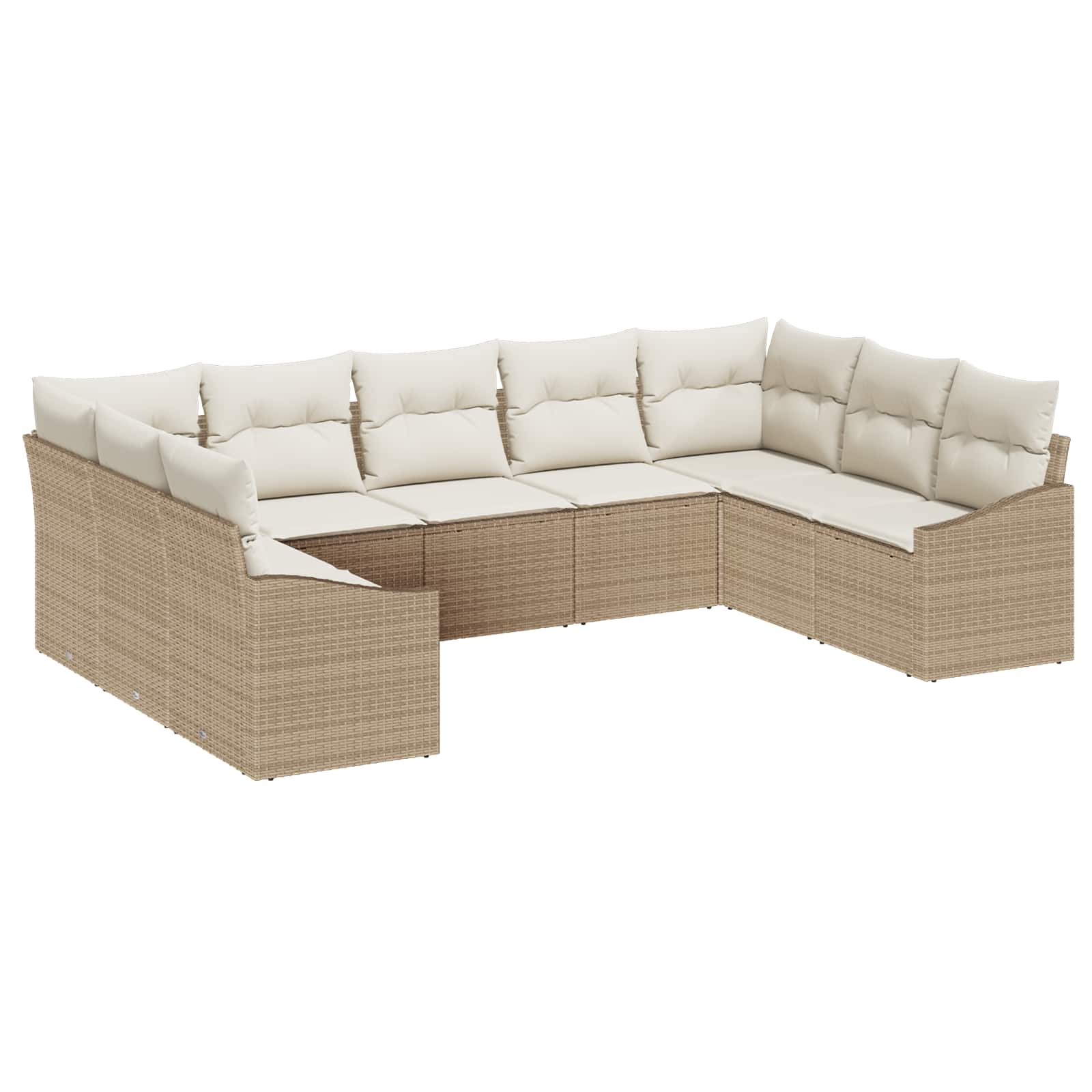 Gartensofa-set mit Speicher 9 pcs Schwarz und Creme Poly-Rattan