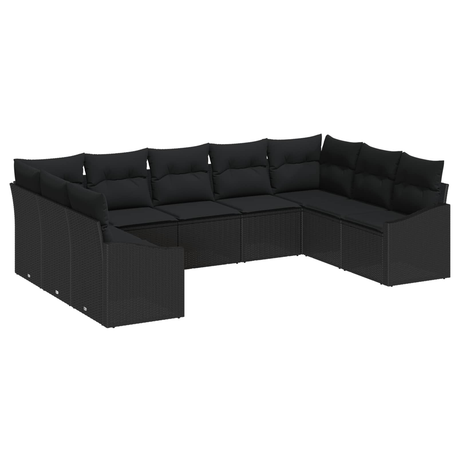 Gartensofa-set mit Speicher 9 pcs Schwarz und Creme Poly-Rattan