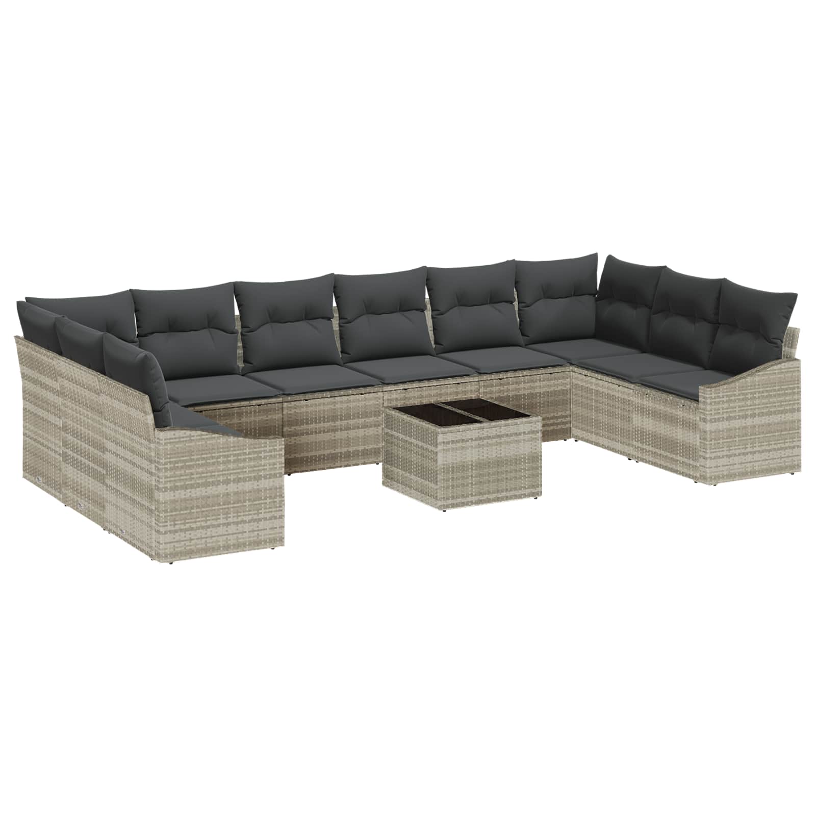 Garten-Sofa-Set mit Kissen 10 pcs Schwarz und Creme Poly-Rattan