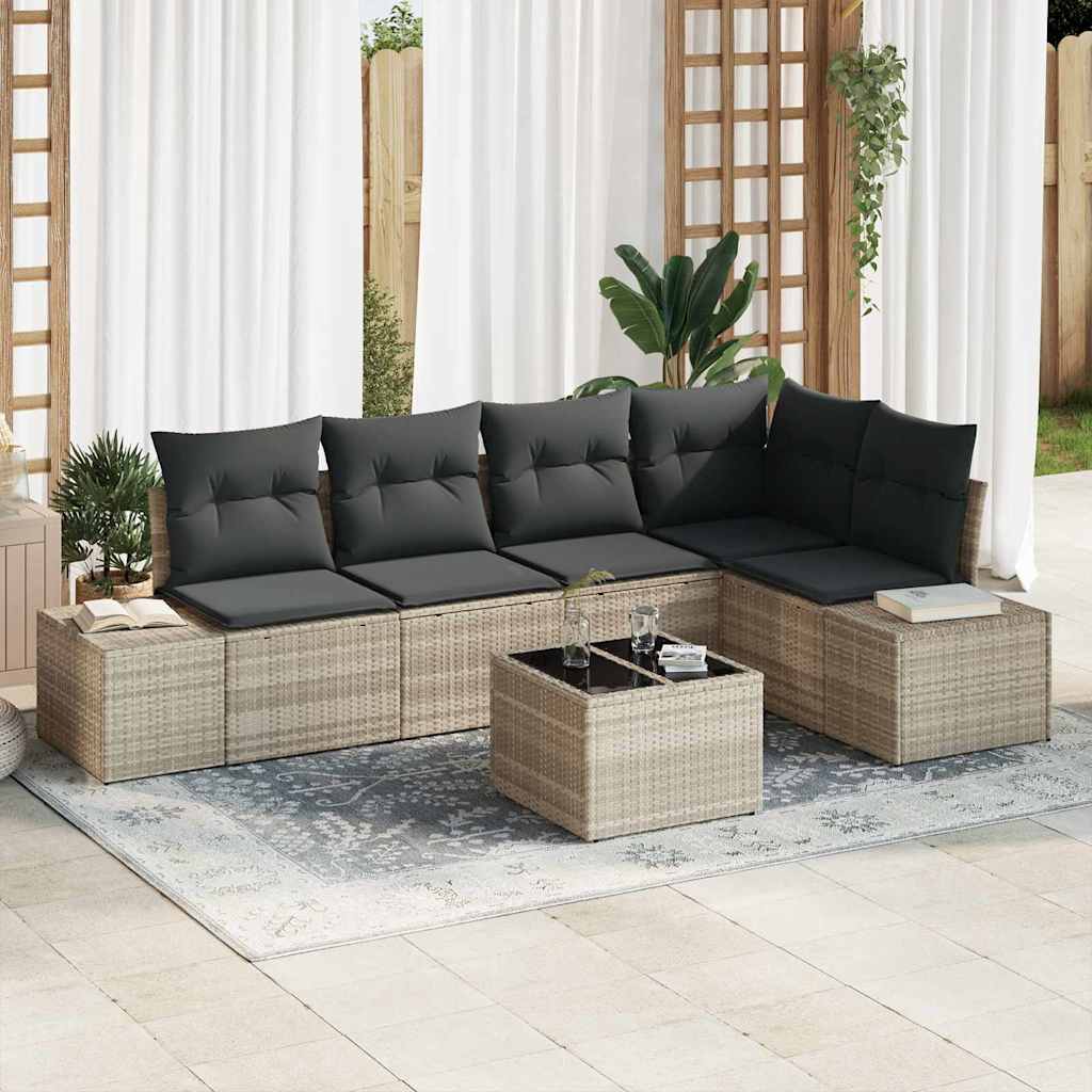 Garten-Sofa-Set mit Kissen mit Speicher 5 pcs Schwarz und Creme