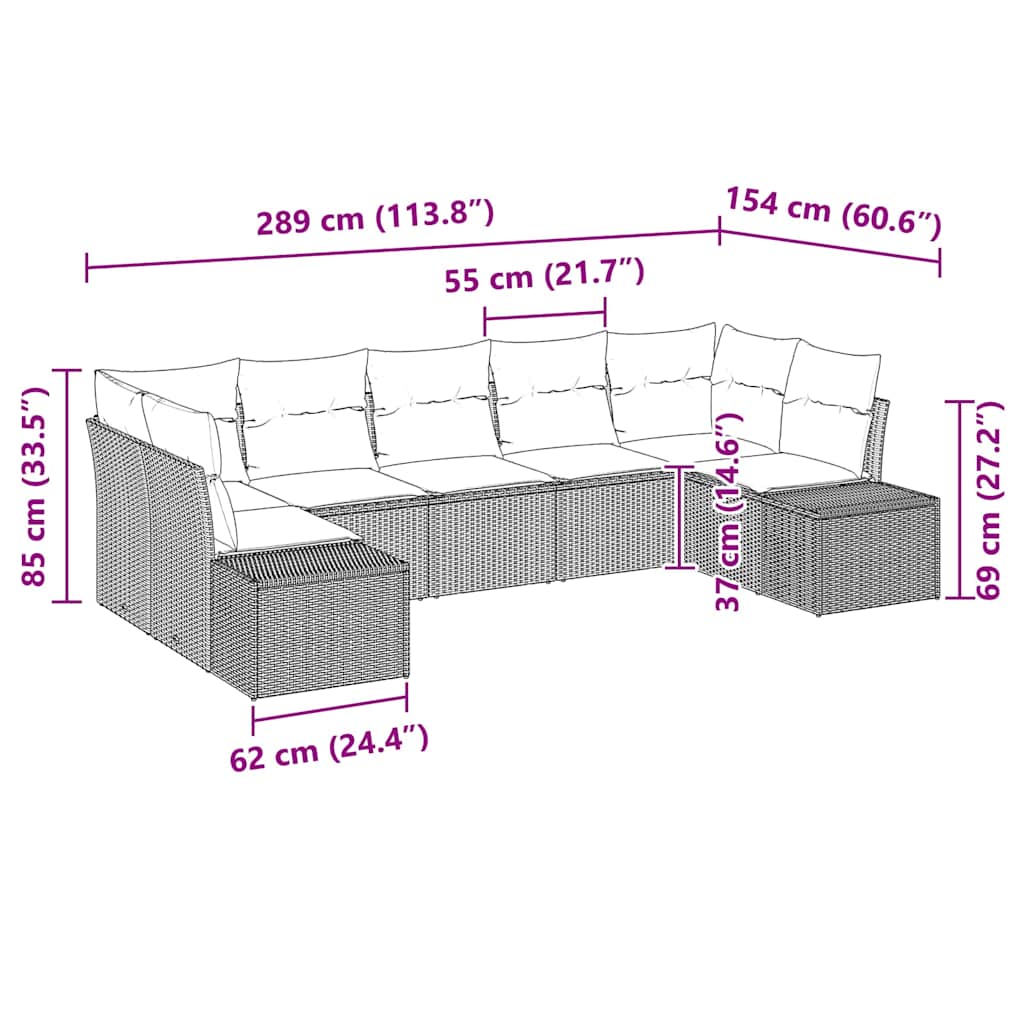 Gartensofa-set mit Speicher 7 pcs Schwarz und Creme Poly Rattan