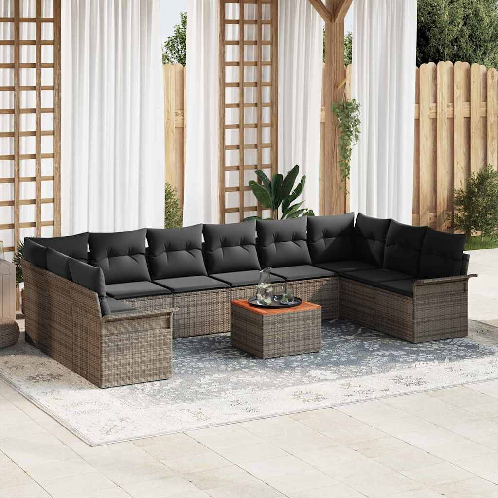 Garten-Sofa-Set mit Kissen mit Kissen 11 pcs Schwarz und Creme