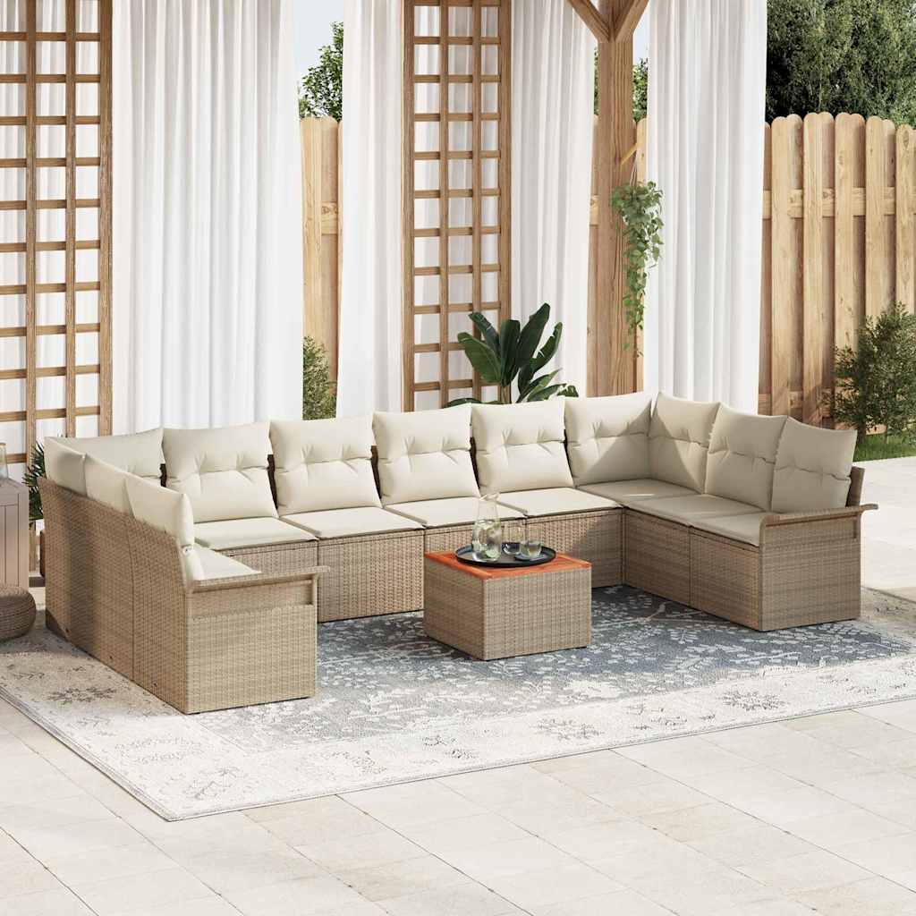 Garten-Sofa-Set mit Kissen mit Kissen 11 pcs Schwarz und Creme