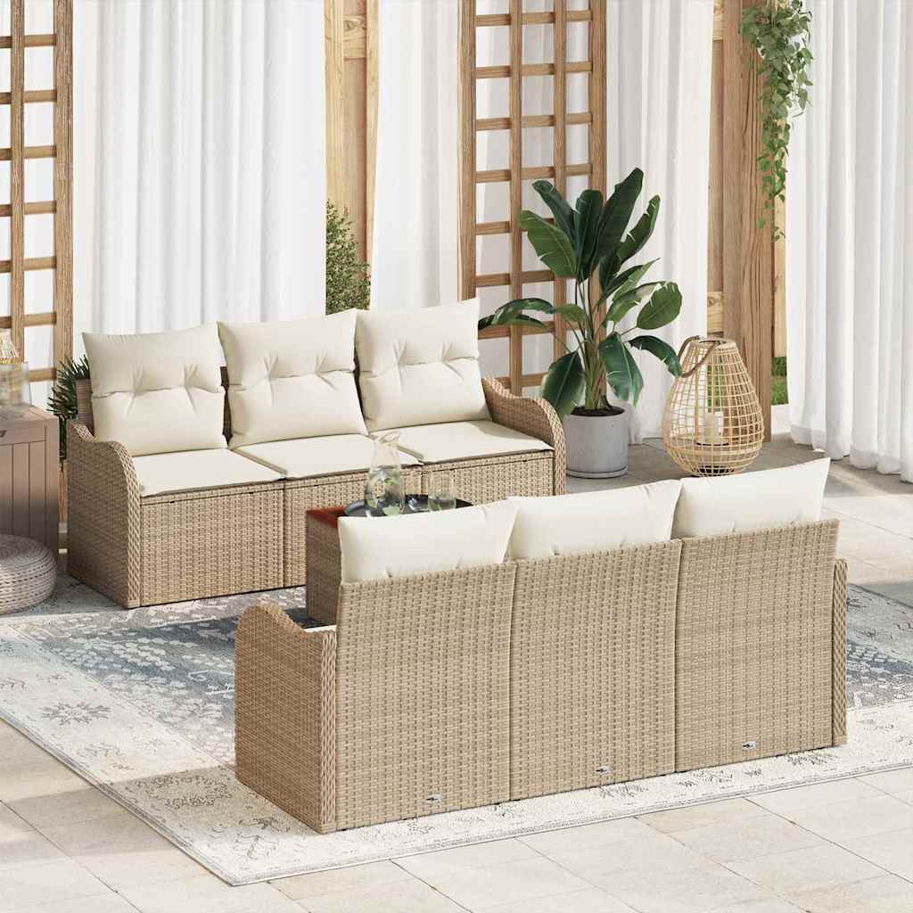 Garten-Sofa-Set 7 pcs Schwarz und Weiß