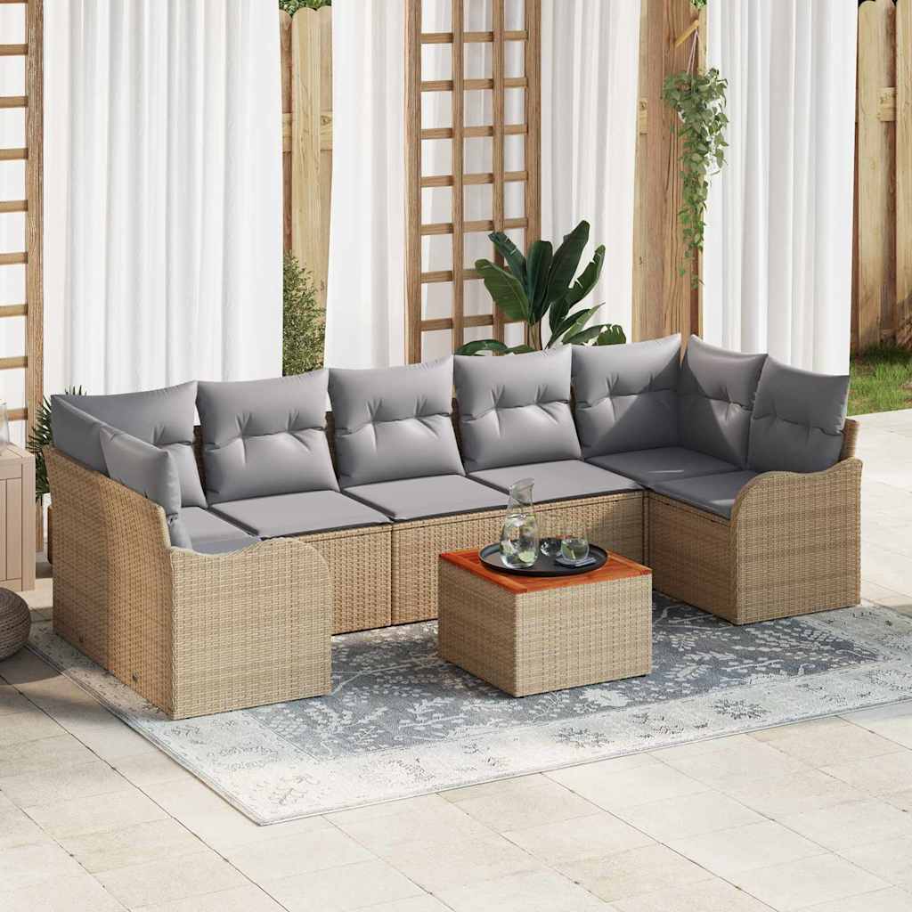 Garten-Sofa-Set 8 pcs Schwarz und Weiß