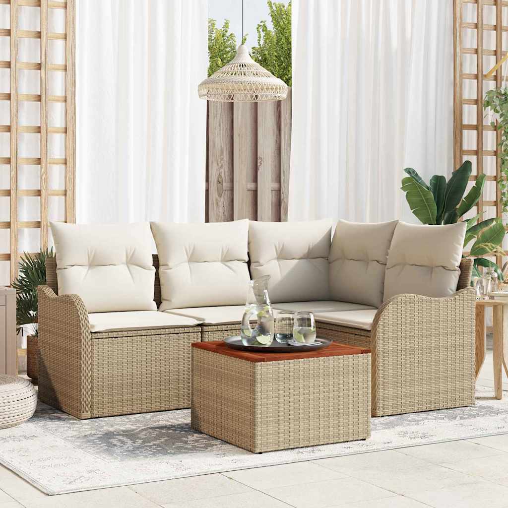 Garten-Sofa-Set 5 pcs Schwarz und Weiß