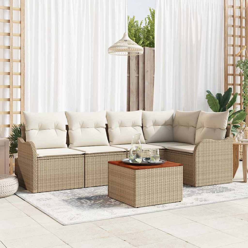 Garten-Sofa-Set 6 pcs Schwarz und Weiß