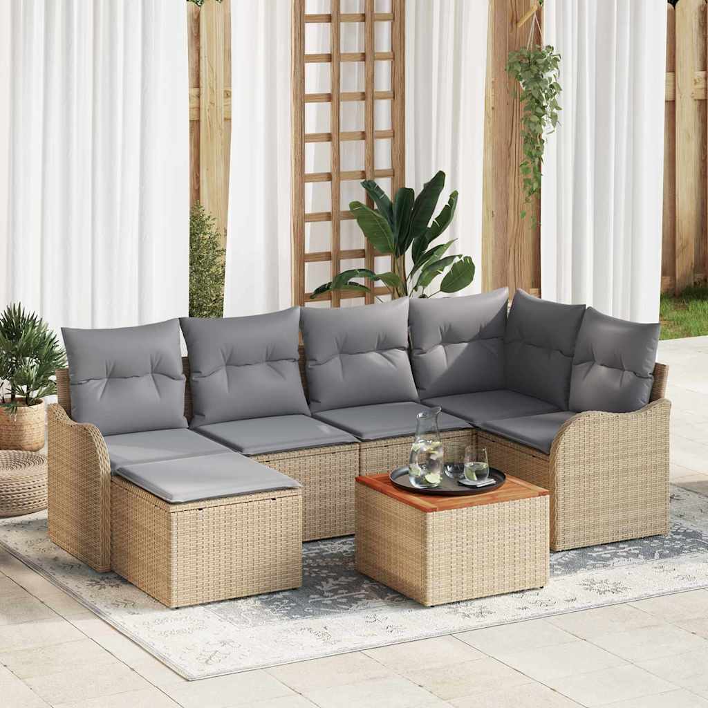 Garten-Sofa-Set 7 pcs Schwarz und Weiß