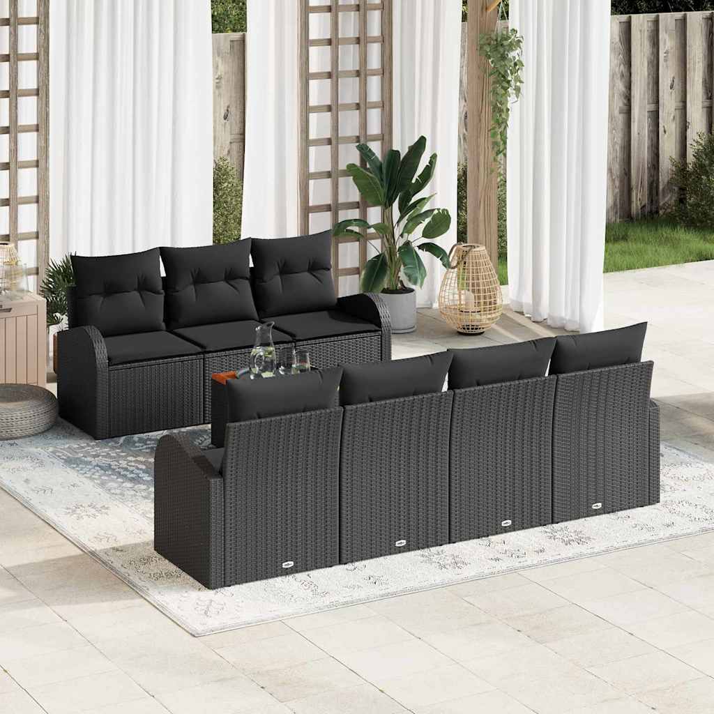 Garten-Sofa-Set 8 pcs Schwarz und Weiß