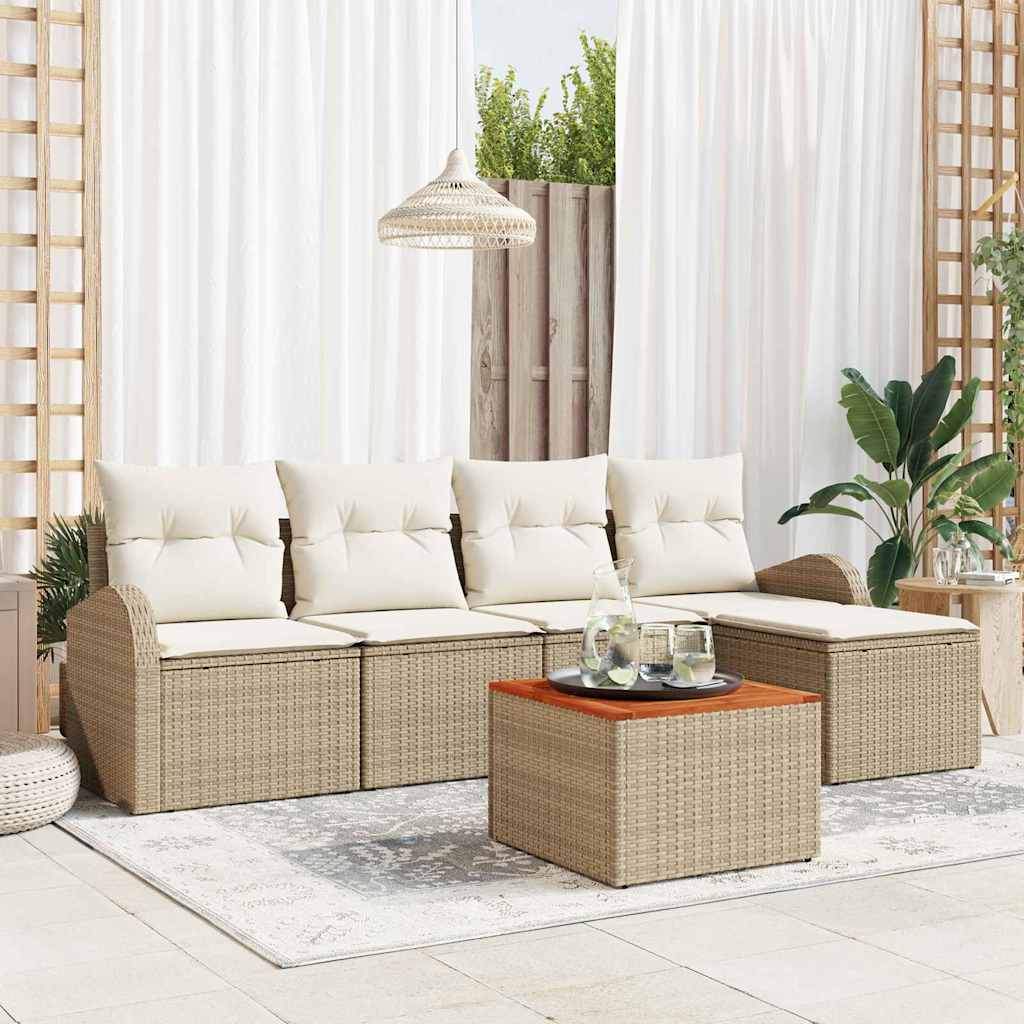 Garten-Sofa-Set 6 pcs Schwarz und Weiß