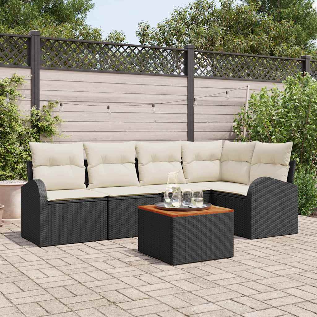 Garten-Sofa-Set 6 pcs Schwarz und Weiß