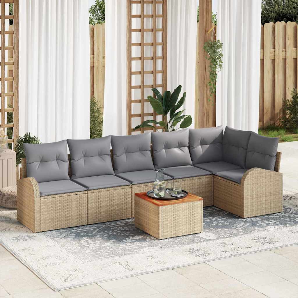 Garten-Sofa-Set 7 pcs Schwarz und Weiß