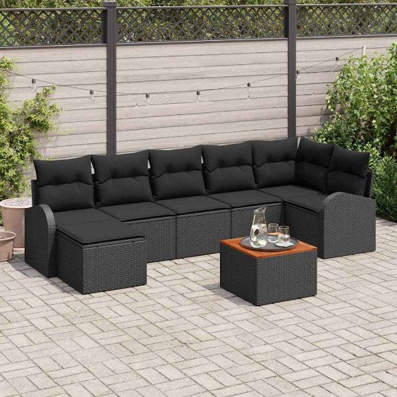 Garten-Sofa-Set 8 pcs Schwarz und Weiß