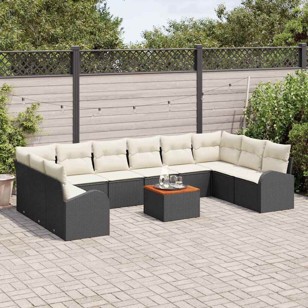 Garten-Sofa-Set 11 pcs Schwarz und Weiß