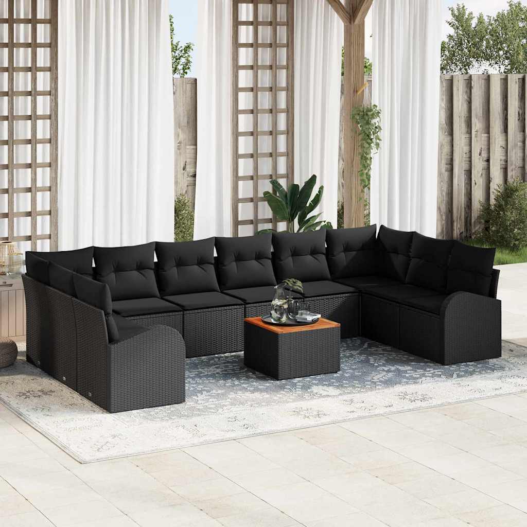 Garten-Sofa-Set 11 pcs Schwarz und Weiß