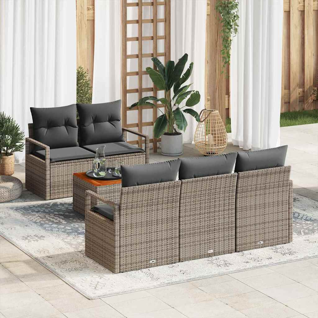 Garten-Sofa-Set 6 pcs Schwarz und Weiß