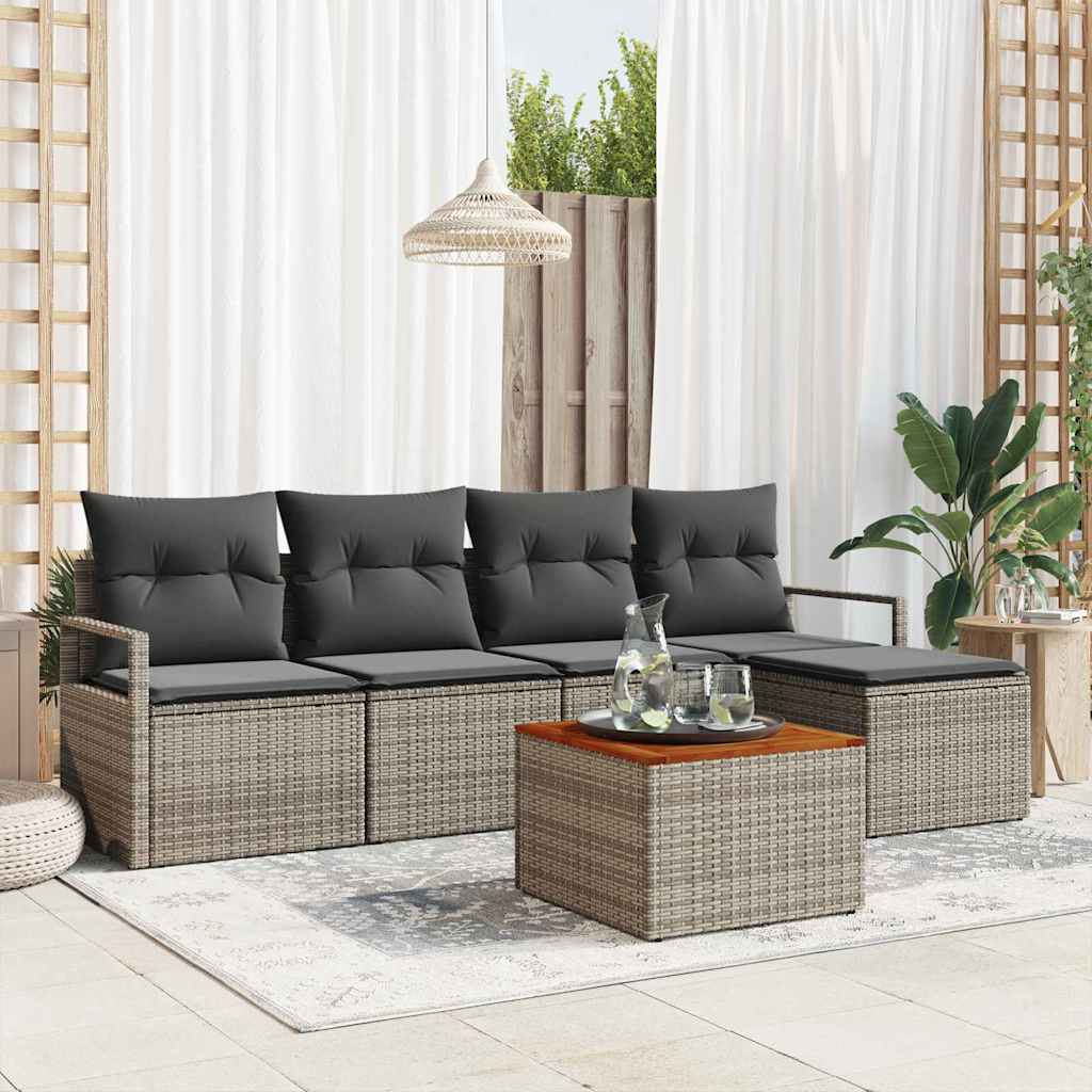 Garten-Sofa-Set 6 pcs Schwarz und Weiß