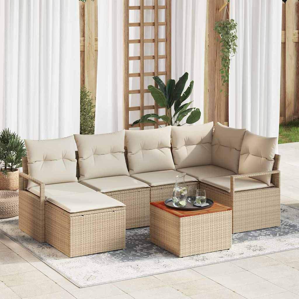 Garten-Sofa-Set 7 pcs Schwarz und Weiß