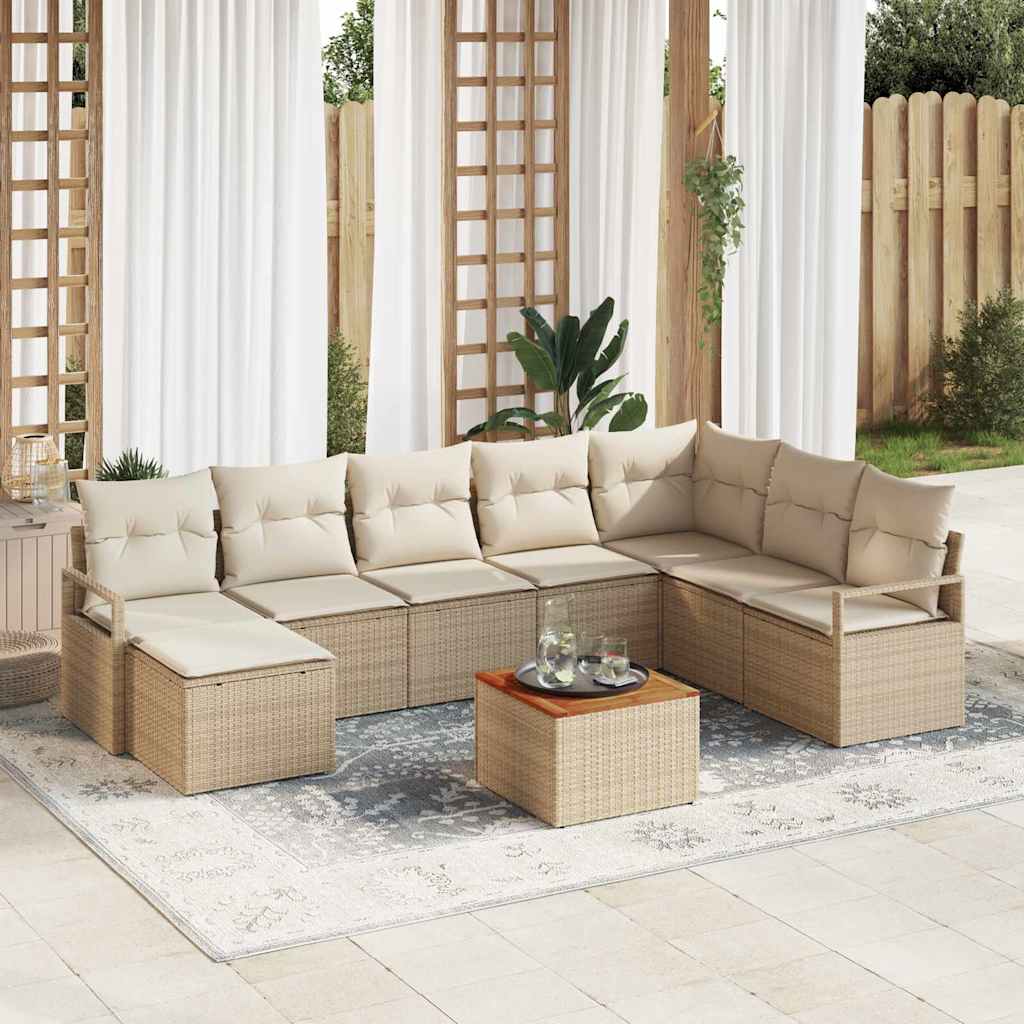 Garten-Sofa-Set 9 pcs Schwarz und Weiß