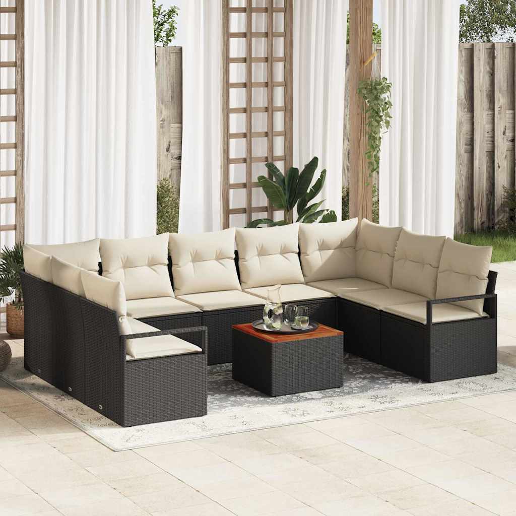 Garten-Sofa-Set 10 pcs Schwarz und Weiß