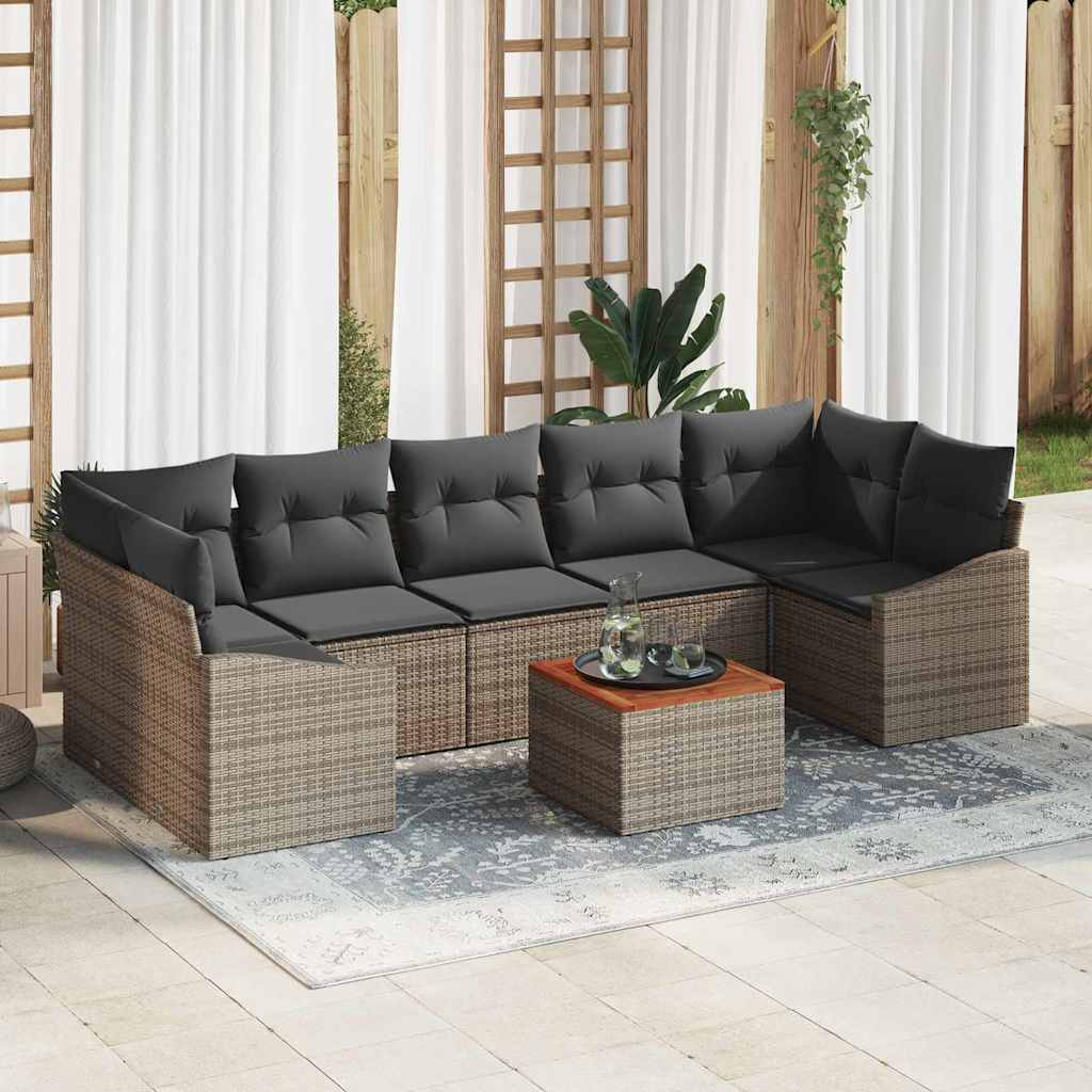 Garten-Sofa-Set 8 pcs Schwarz und Weiß